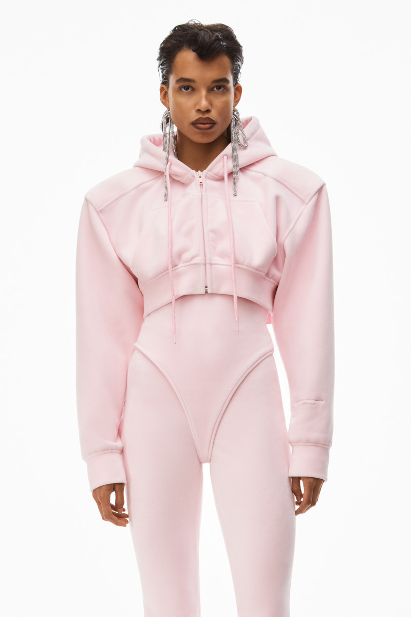 CROPPED ZIP UP HOODIE IN VELOUR 2