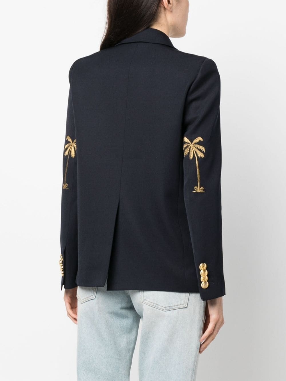 palm-embroidered blazer - 4