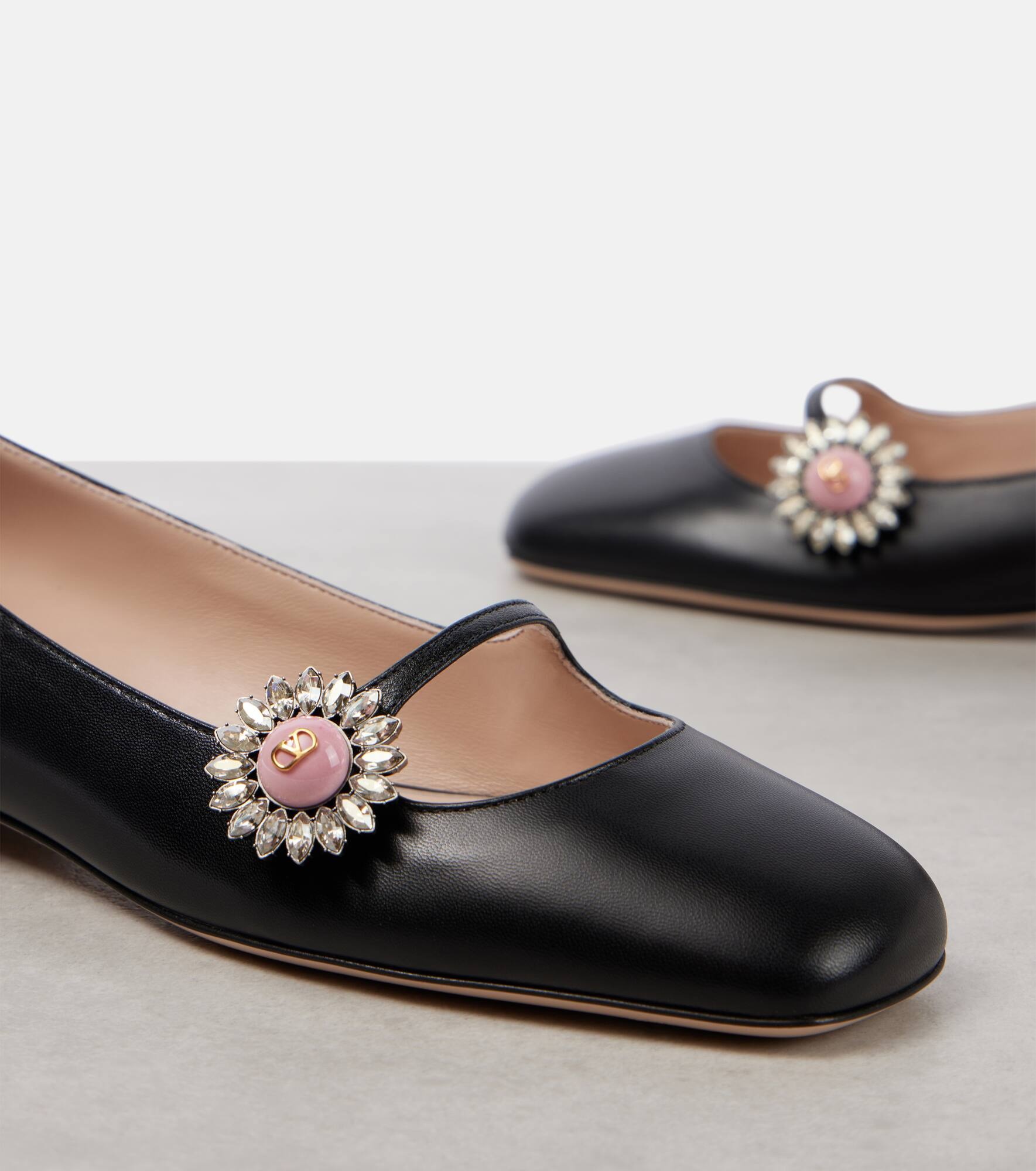Embellished leather Mary Jane flats - 5