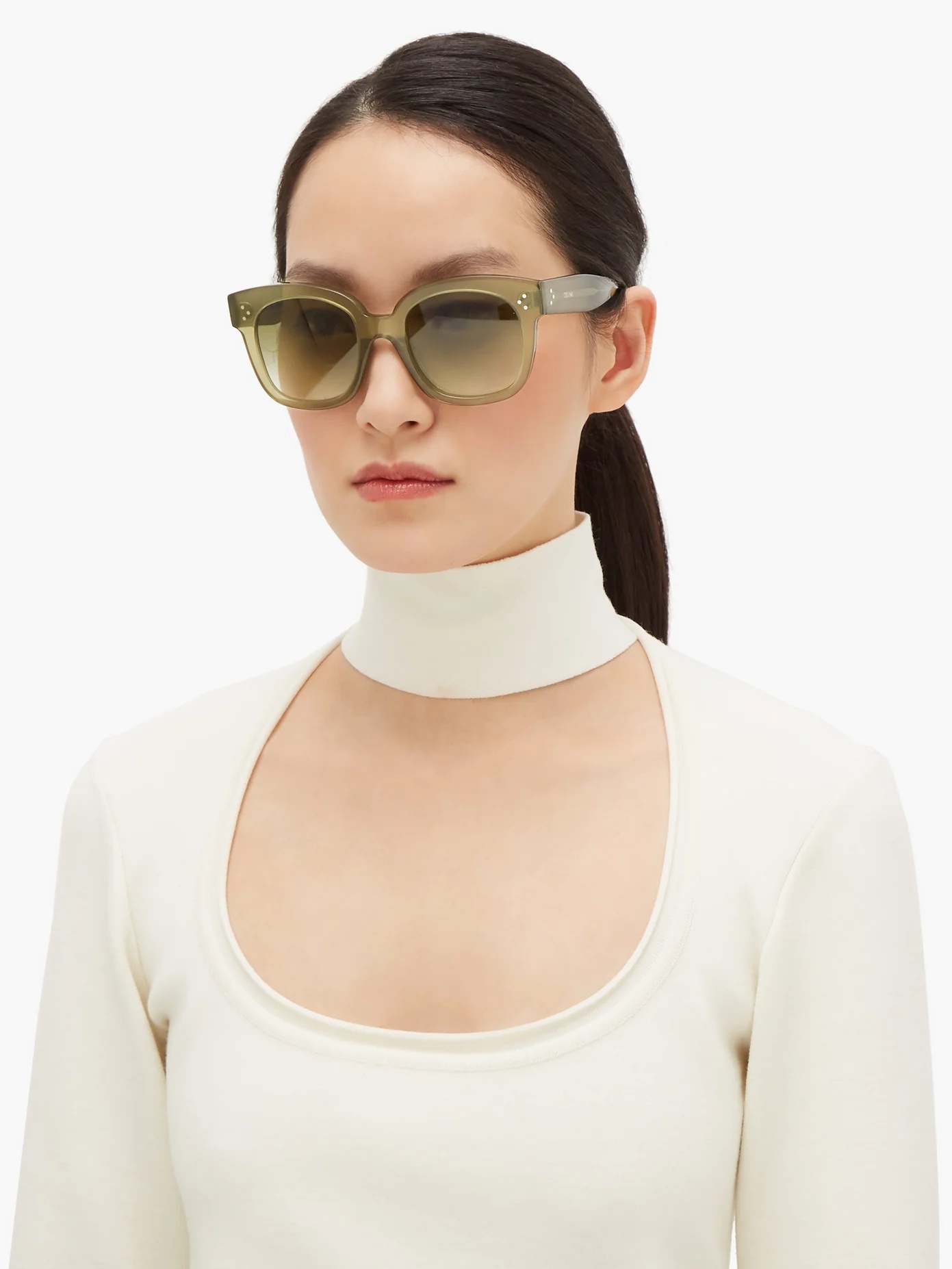 Oversized D-frame acetate and metal sunglasses - 2