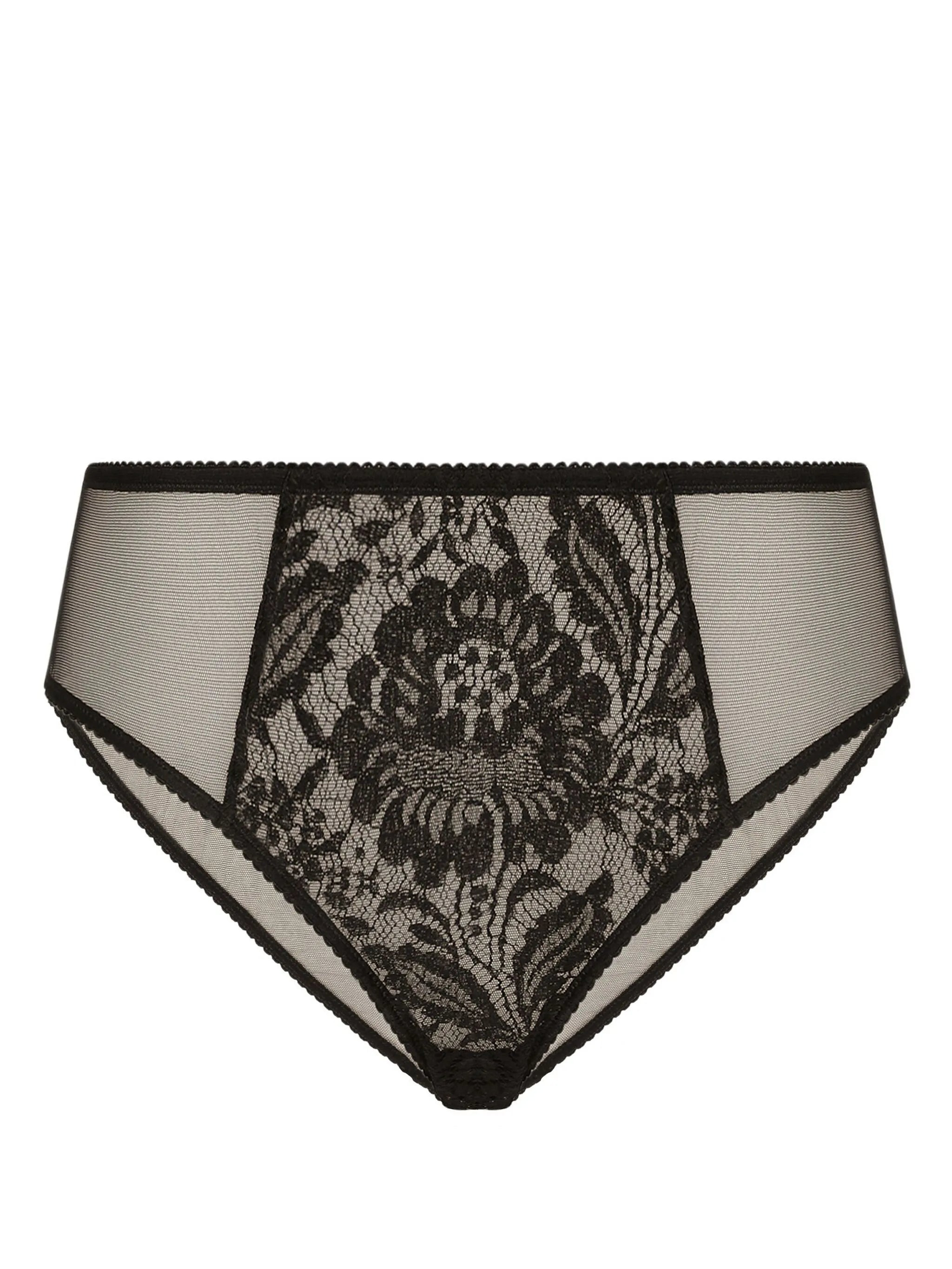 floral-lace virgin wool briefs - 1