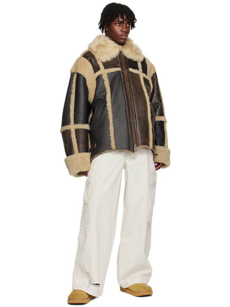 ADER error Brown Paneled Leather Jacket outlook