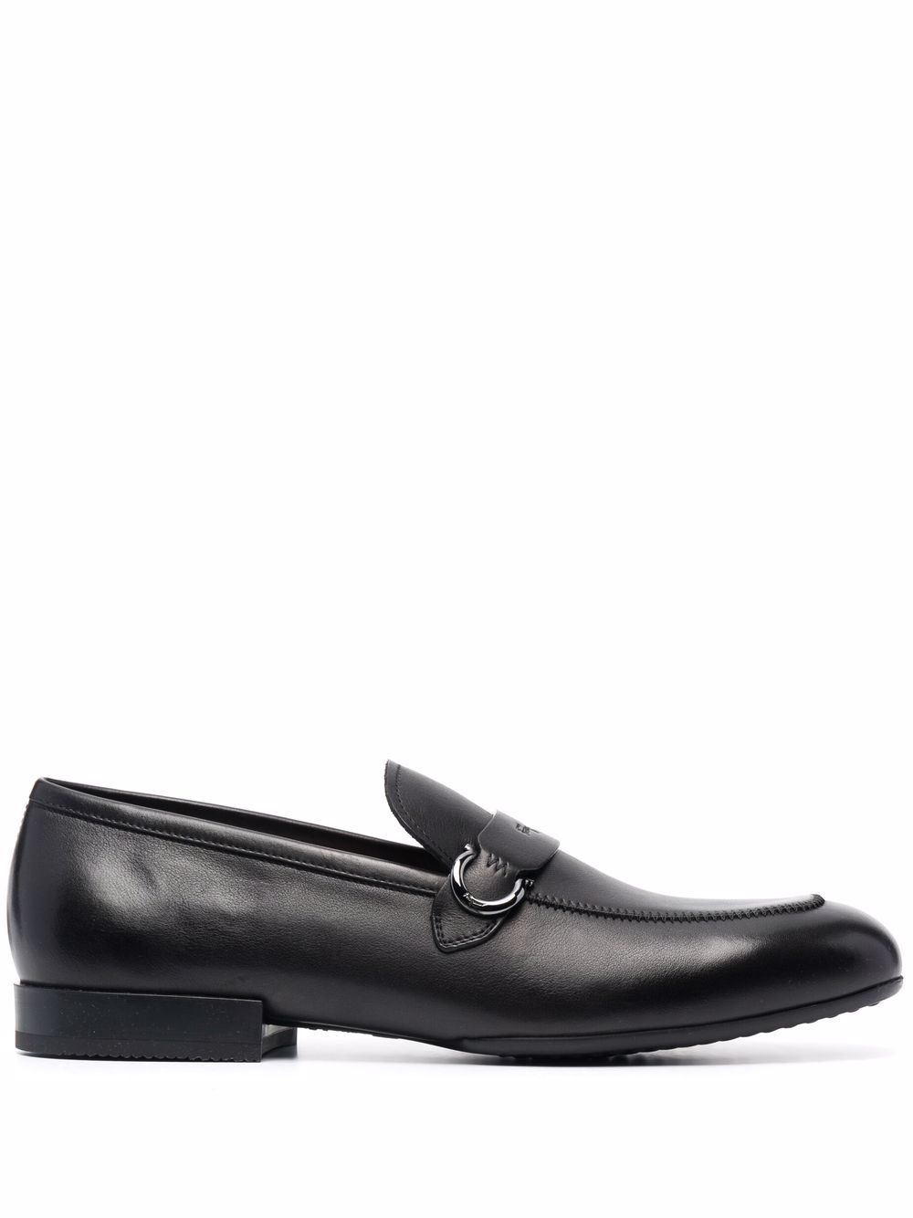 square-toe polished-finish loafers - 1