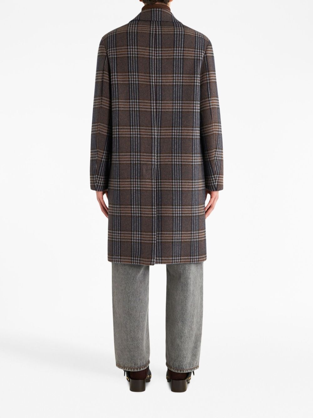 plaid-check pattern coat - 3