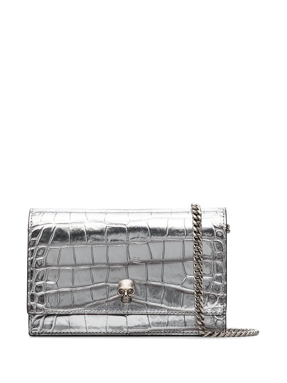 skull crocodile-effect patent leather mini bag - 1