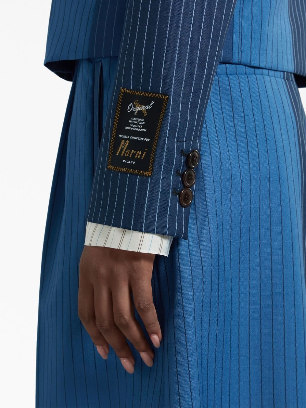 pinstripe-pattern virgin wool jacket - 6