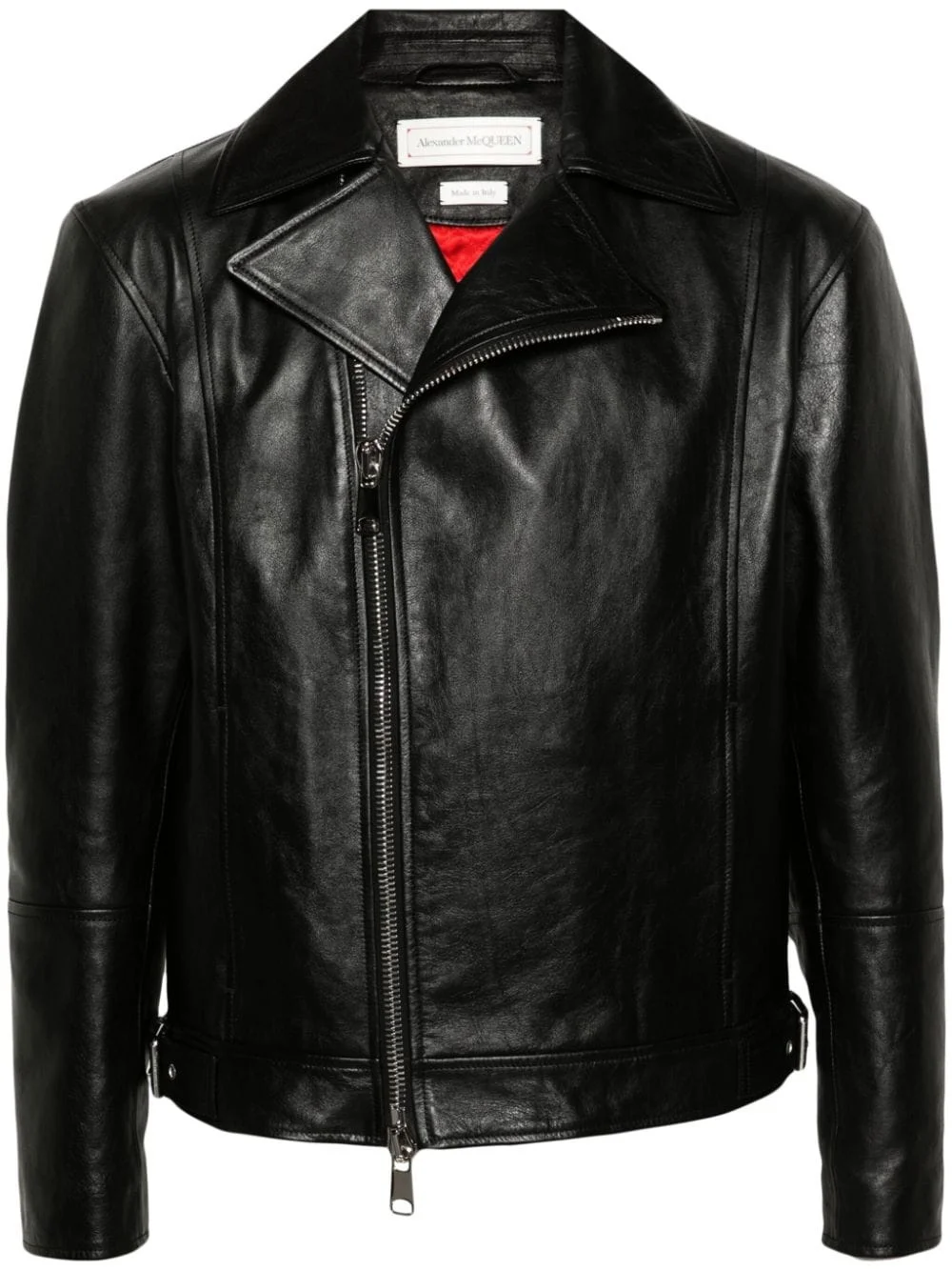 zip-up leather biker jacket - 1