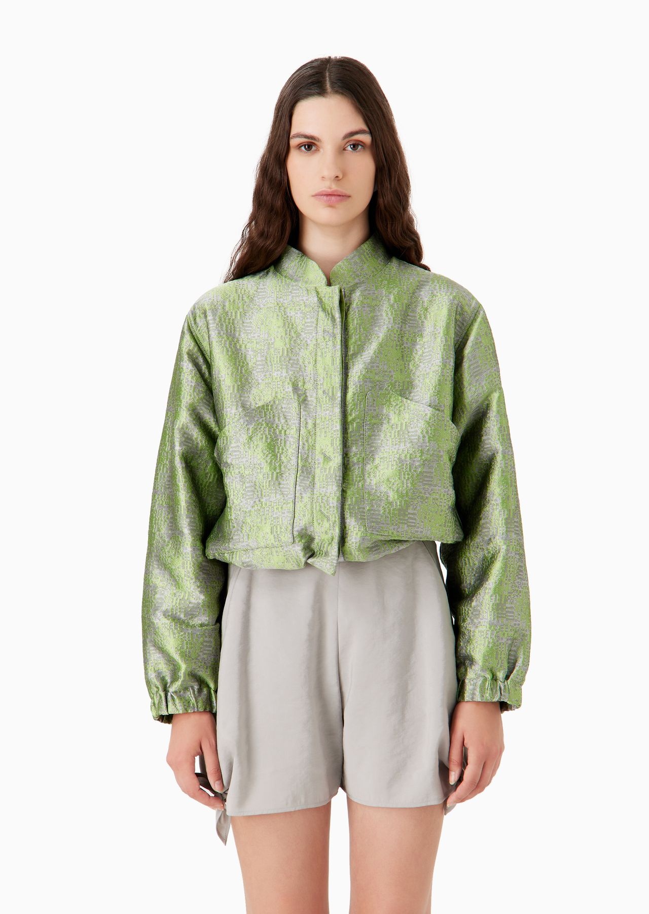 Jacquard blouson with embossed geometric pattern - 2