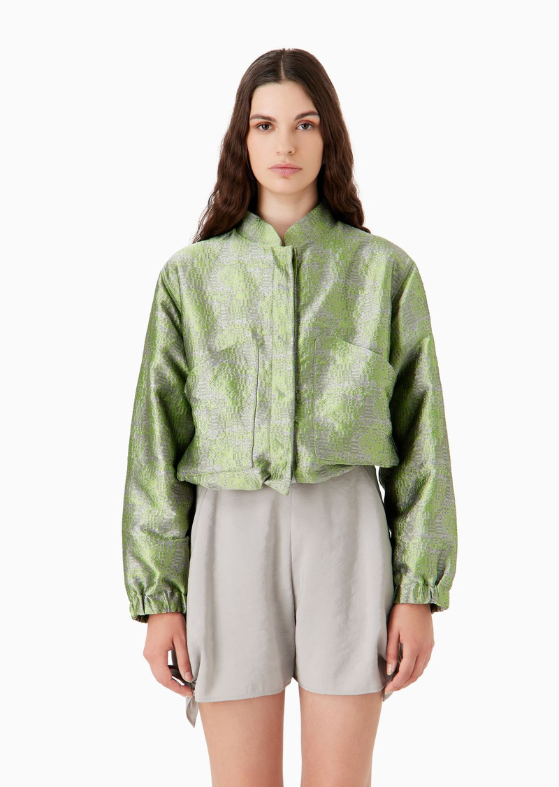 Jacquard blouson with embossed geometric pattern 2