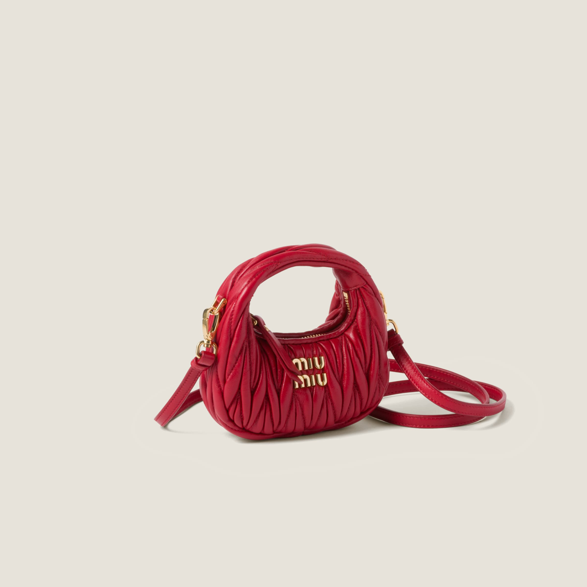 Wander matelassé nappa leather micro hobo bag - 3