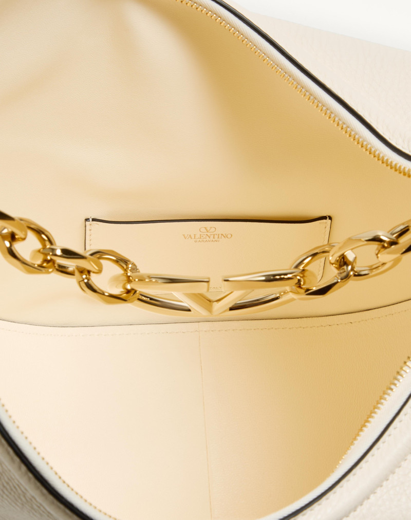VLOGO MOON MEDIUM GRAINY CALFSKIN HOBO BAG WITH CHAIN 4