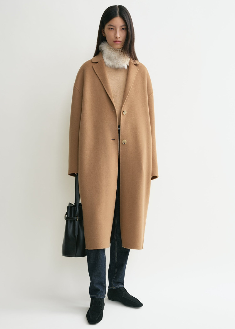 Totême Doublé cocoon coat camel outlook