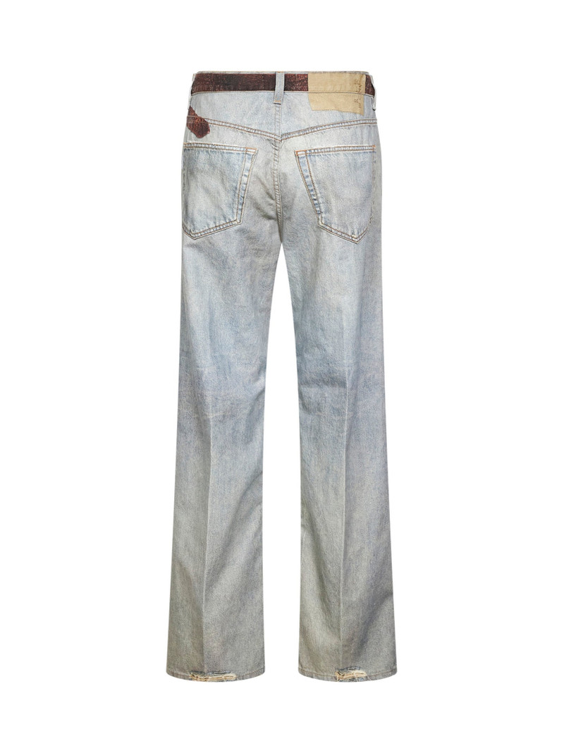 HAIKURE Beige denim Bonnie boyfriend jeans with trompe-l'œil print outlook
