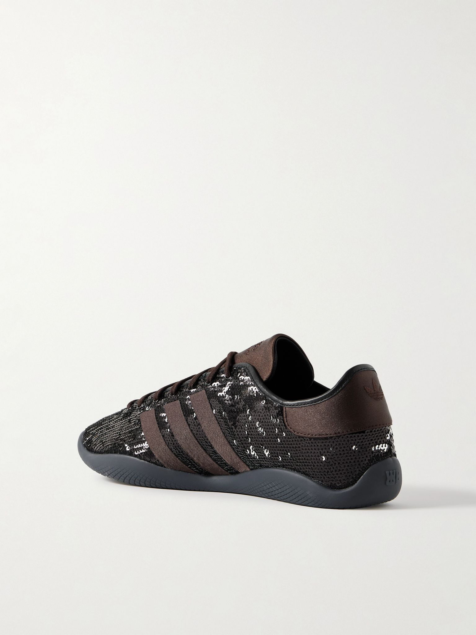 + Wales Bonner Karintha Lo Satin-Trimmed Sequinned Mesh Sneakers Silver - 4
