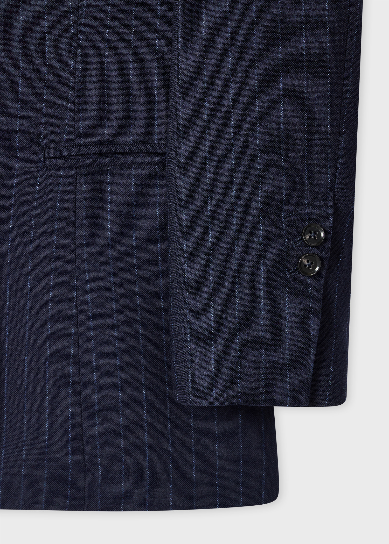 Women's Navy Stripe Collarless Suit - 3