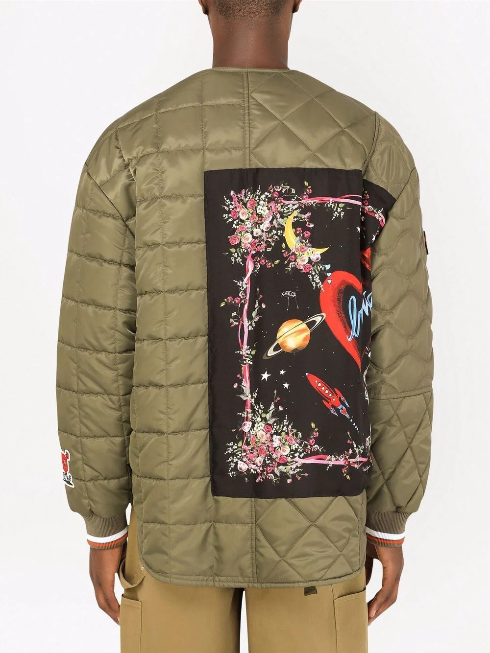 logo-plaque quilted jacket - 4