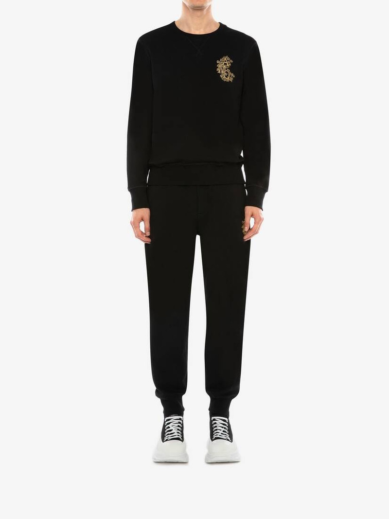 Alexander McQueen Crystal Embroidered Sweatpants in Black outlook