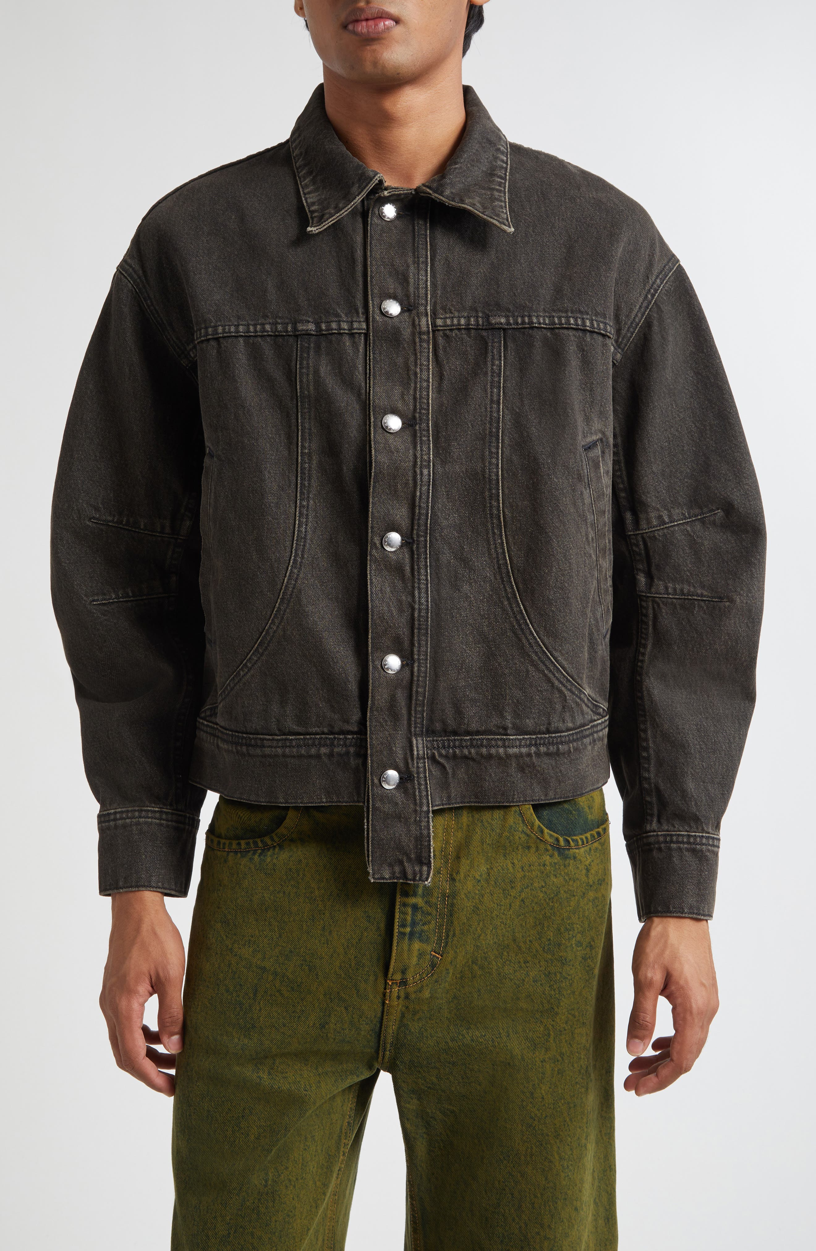 Eckhaus Latta EL Redux Painted Denim Jacket in Stone at Nordstrom - 1