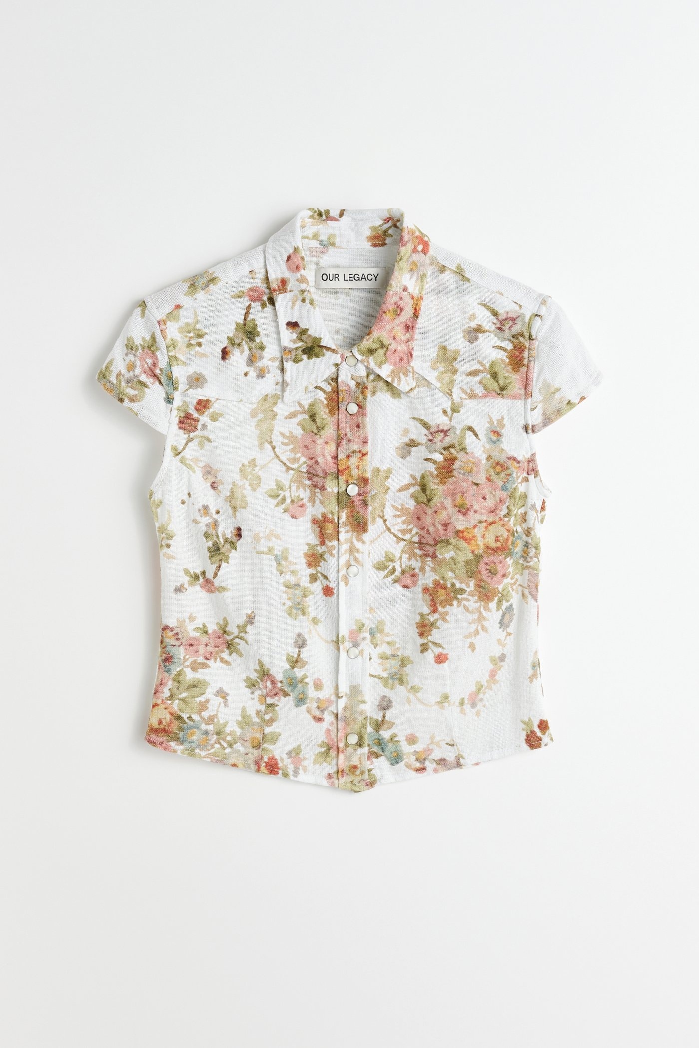 Daisy Shirt Shortsleeve White Floral Tapestry Print - 1