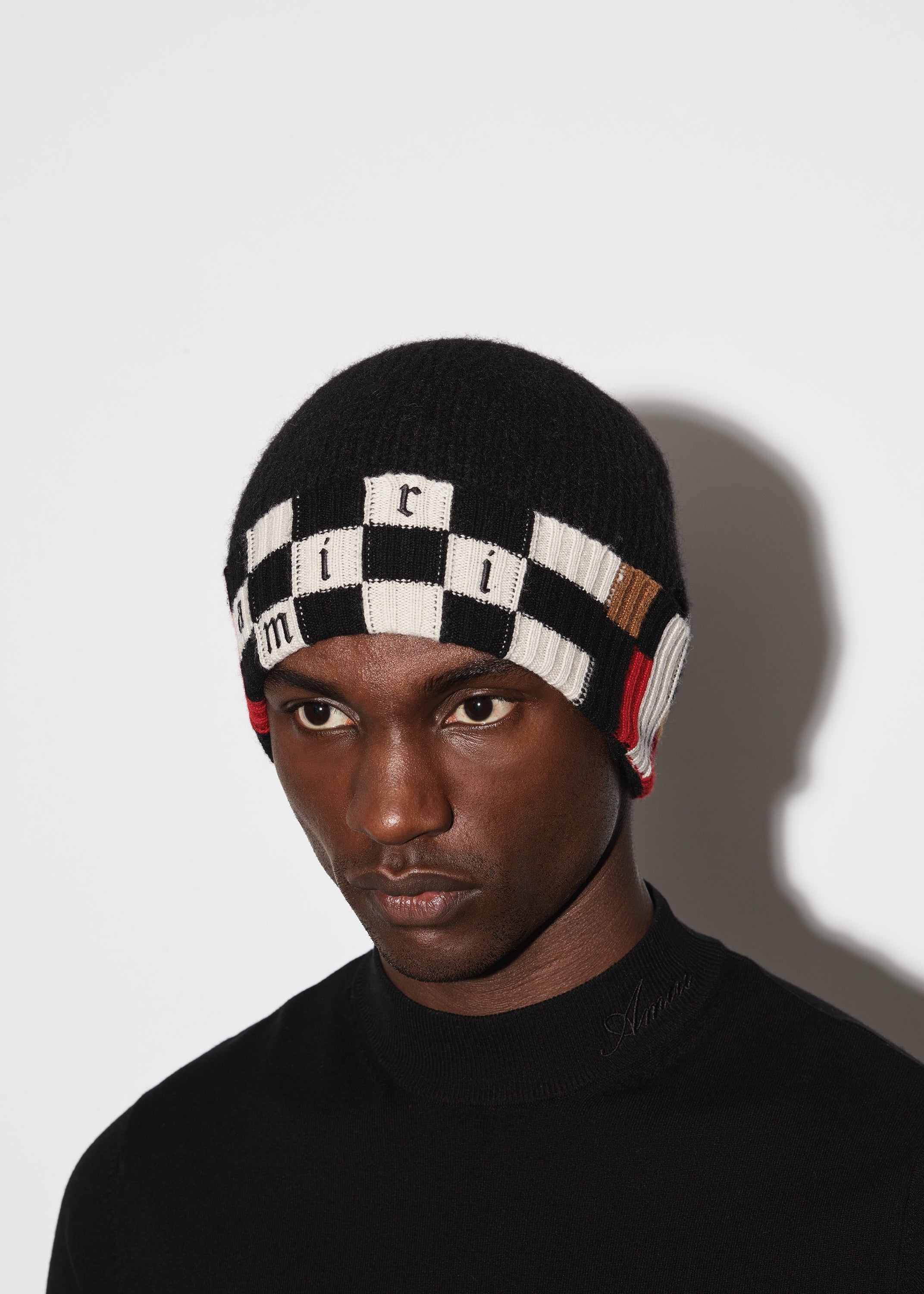 AMIRI CHECKERED LOGO BEANIE - 4