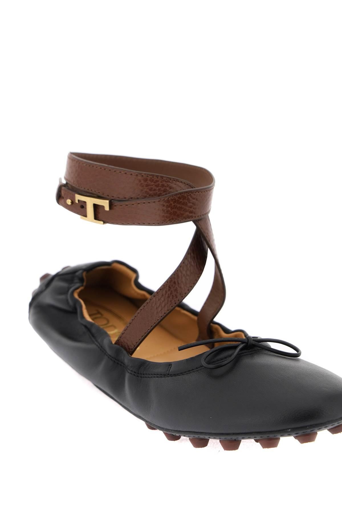 Bubble leather ballet flats shoes with strap - 4