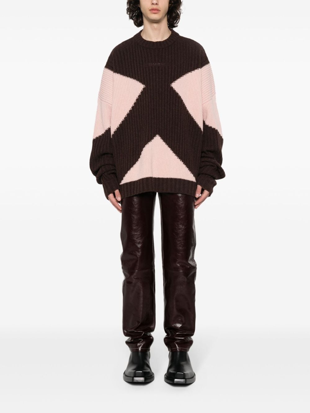 geometric-pattern knitted jumper - 3