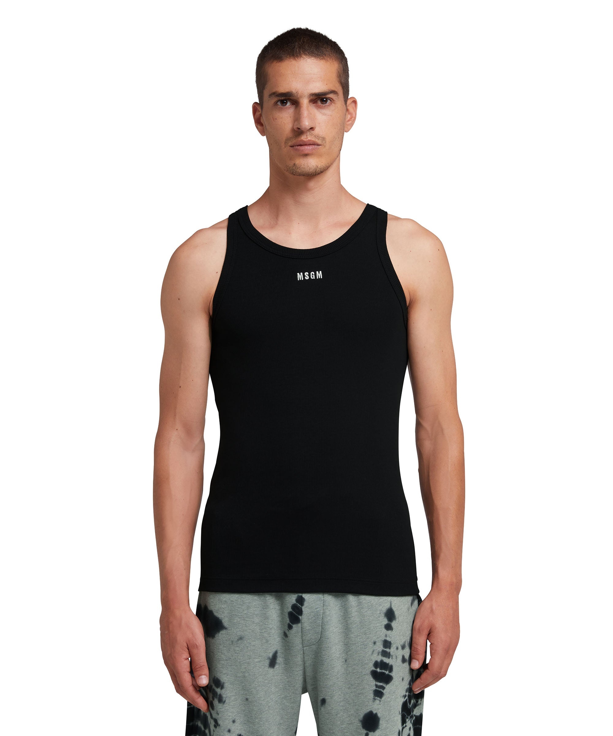 Ribbed jersey tank top with embroidered logo - 2