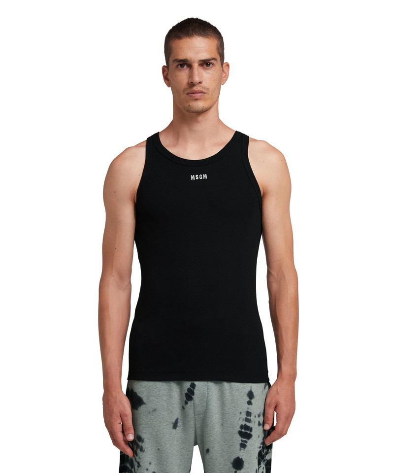 MSGM Ribbed jersey tank top with embroidered logo outlook