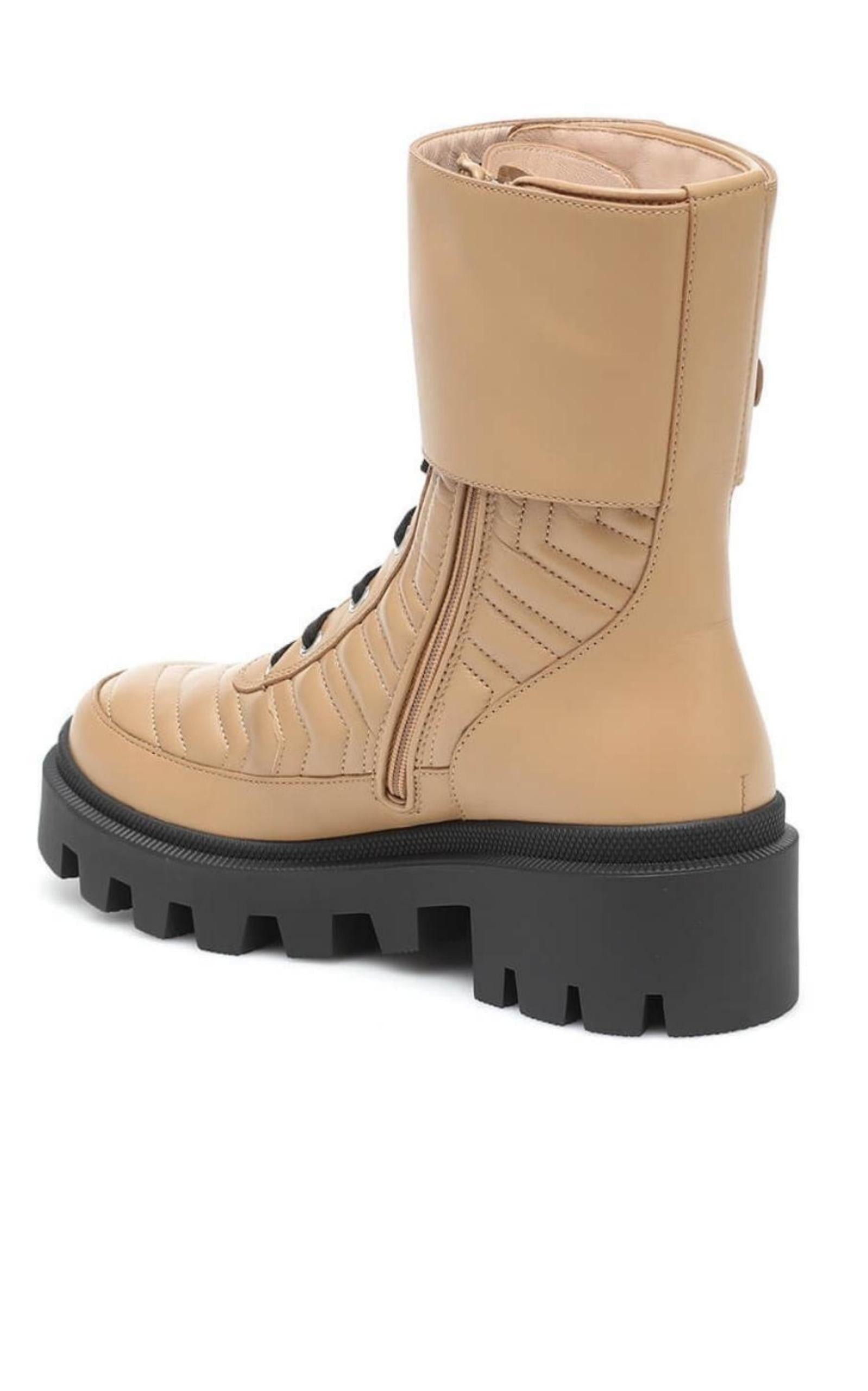 Frances Leather Combat Boots - 5