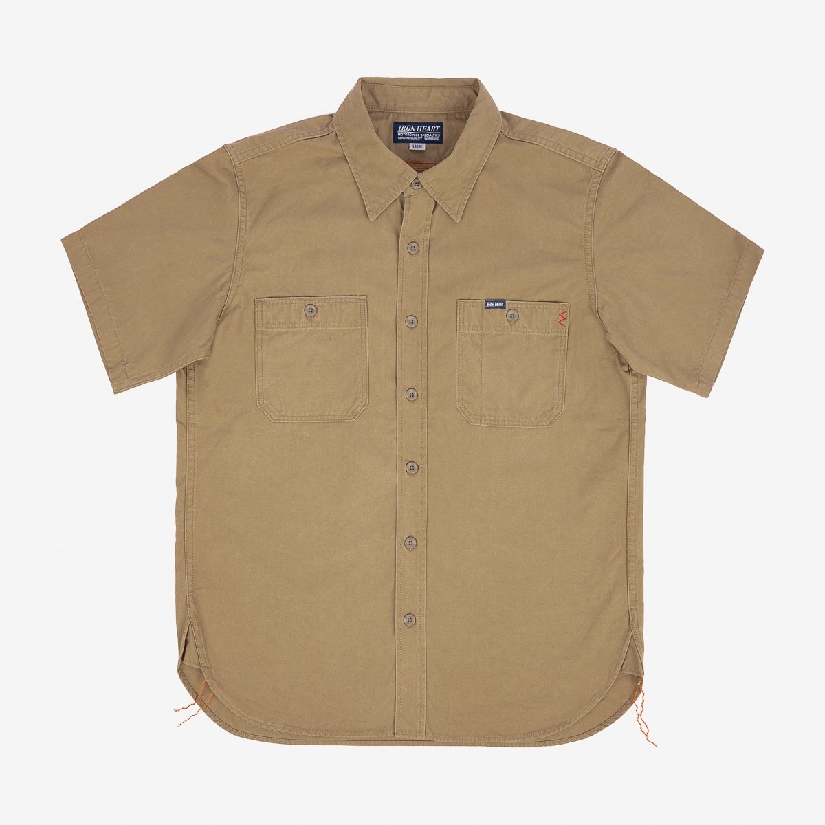 IHSH-393-KHA 7oz Fatigue Cloth Short Sleeved Work Shirt - Khaki - 1