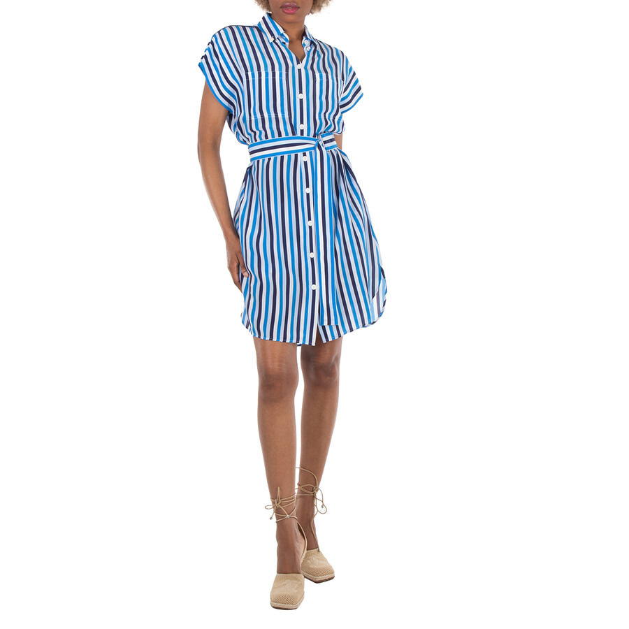 Burberry Short Sleeve Striped Pattern Silk Dress - 2