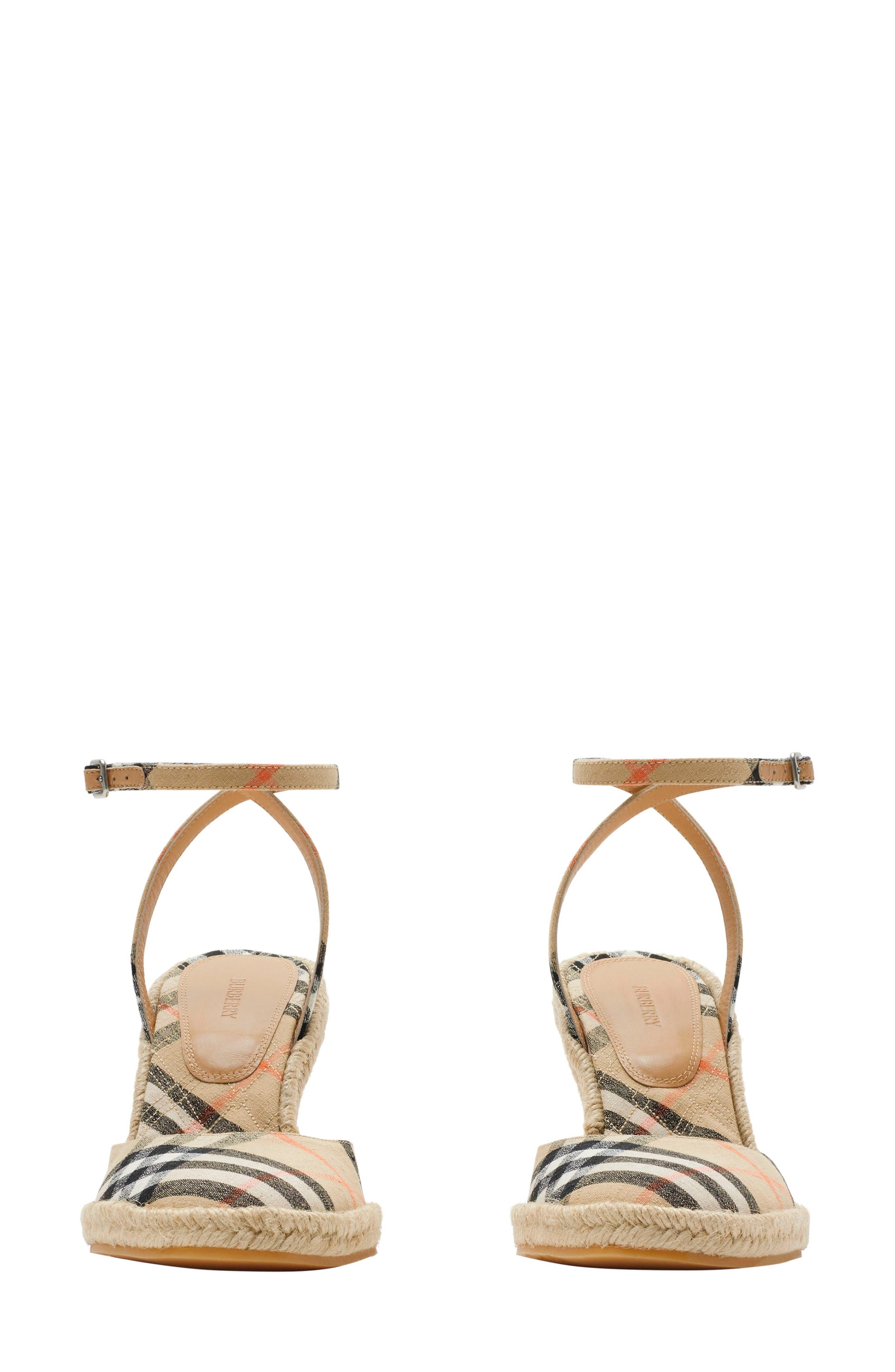 burberry Mews Ankle Strap Espadrille Wedge Sandal in Sand Ip Check at Nordstrom - 2