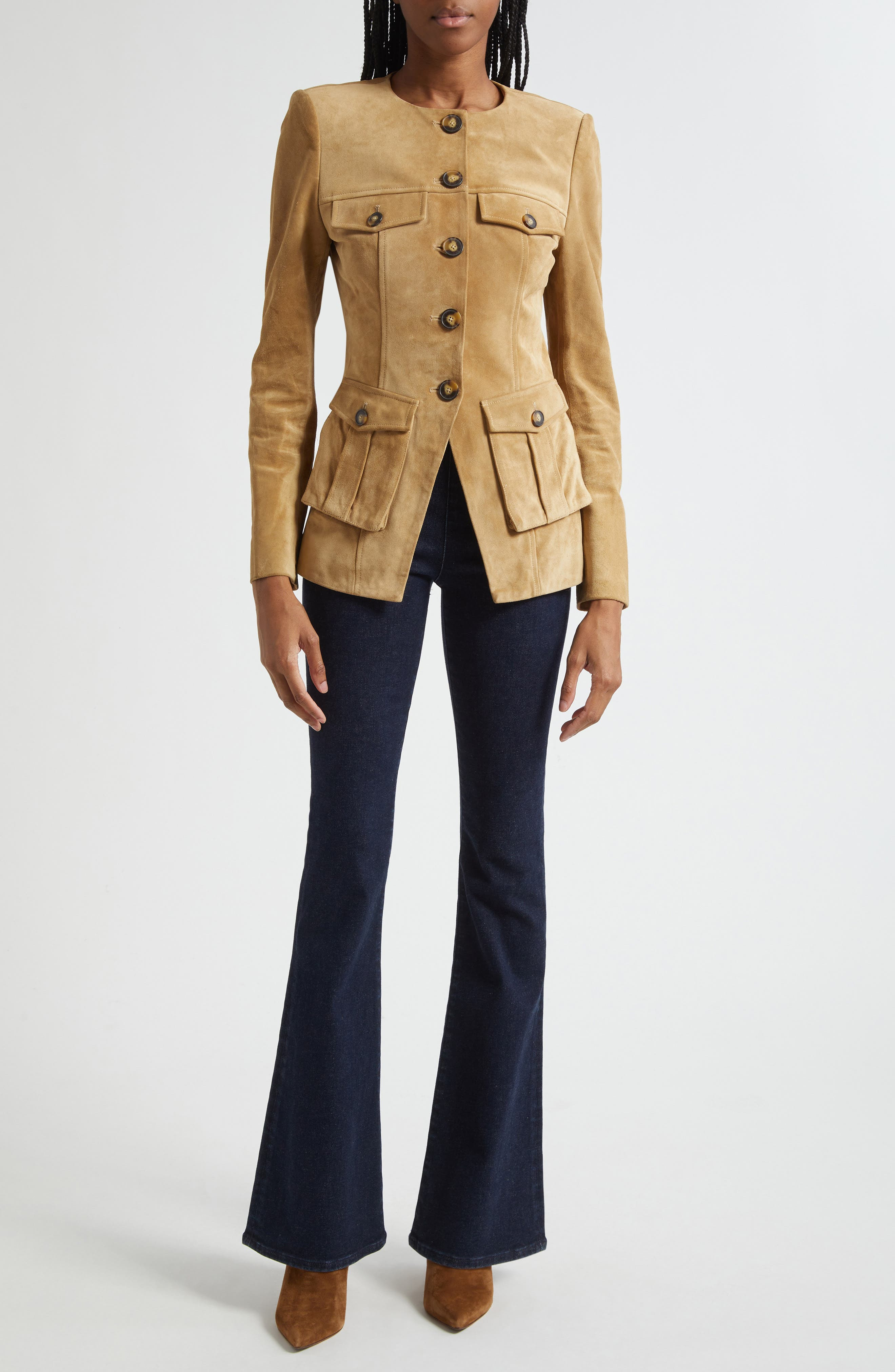 Veronica Beard Orrin Suede Cargo Jacket in Desert Khaki at Nordstrom - 2