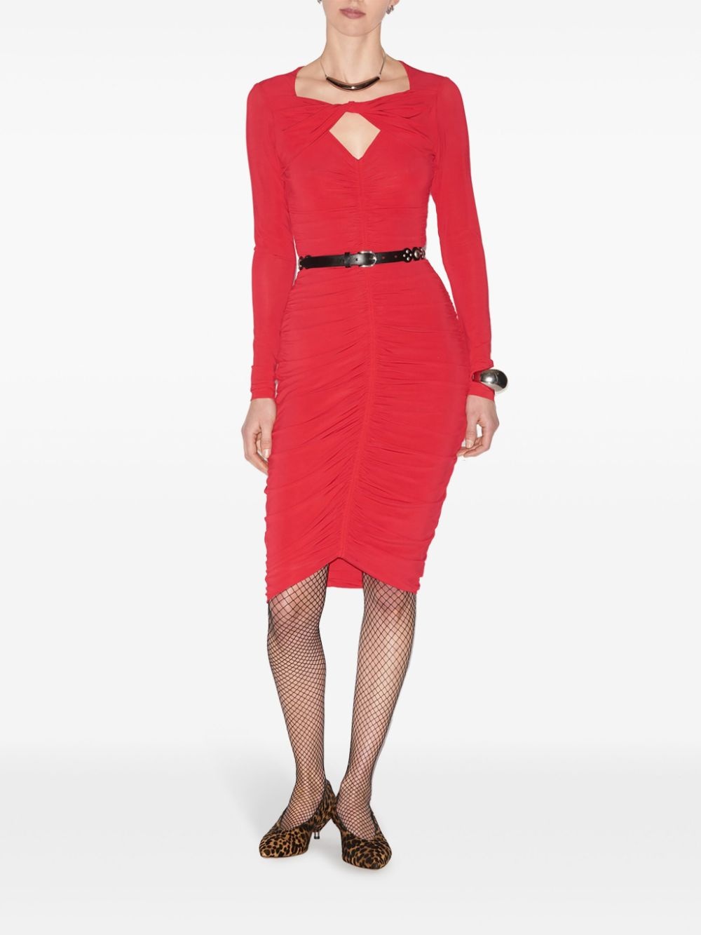 ruched georgette midi dress - 2