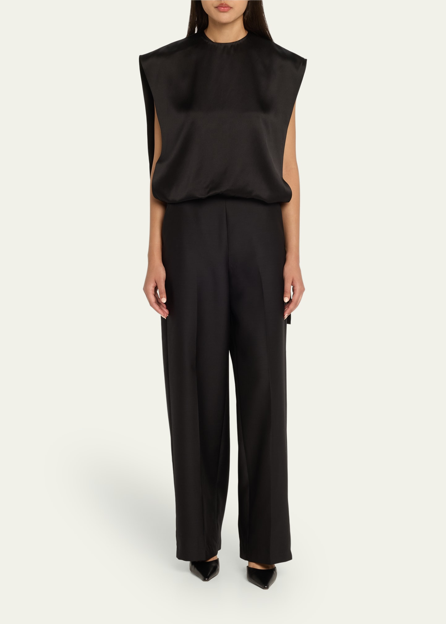 Athena Satin Sleeveless Cape Top - 2