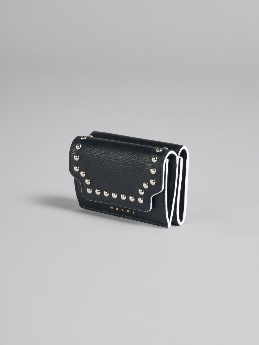 BLACK SAFFIANO LEATHER TRI-FOLD WALLET WITH STUDS - 4