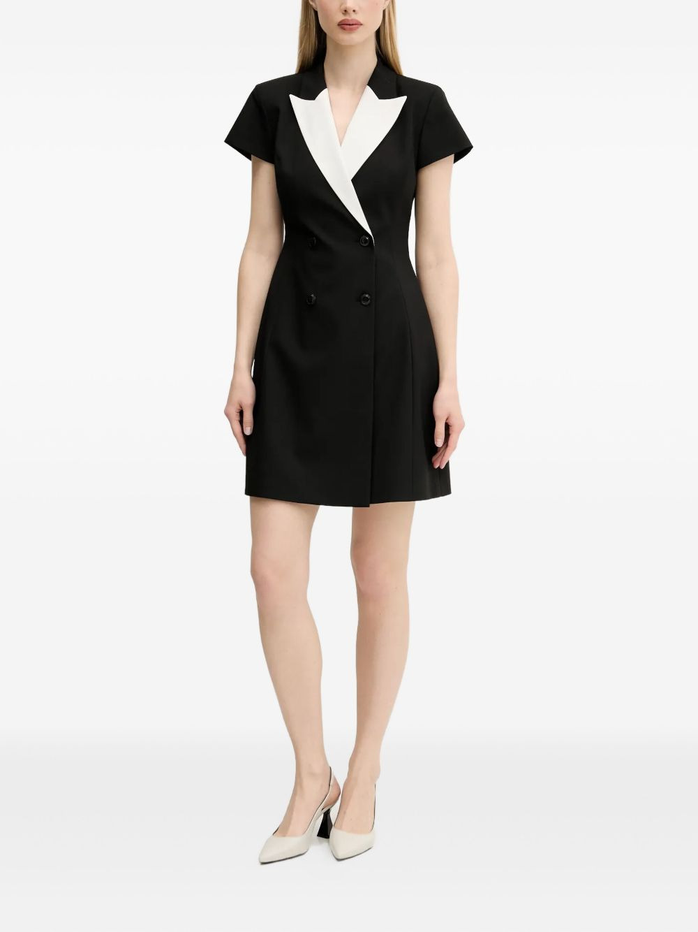 double-breasted short-sleeve mini dress - 2