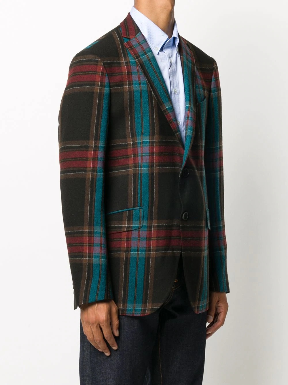 tartan-pattern wool blazer - 3