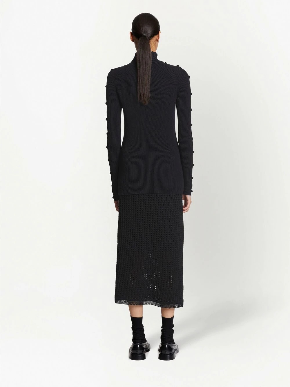 micro-rib button-embellished jumper - 3