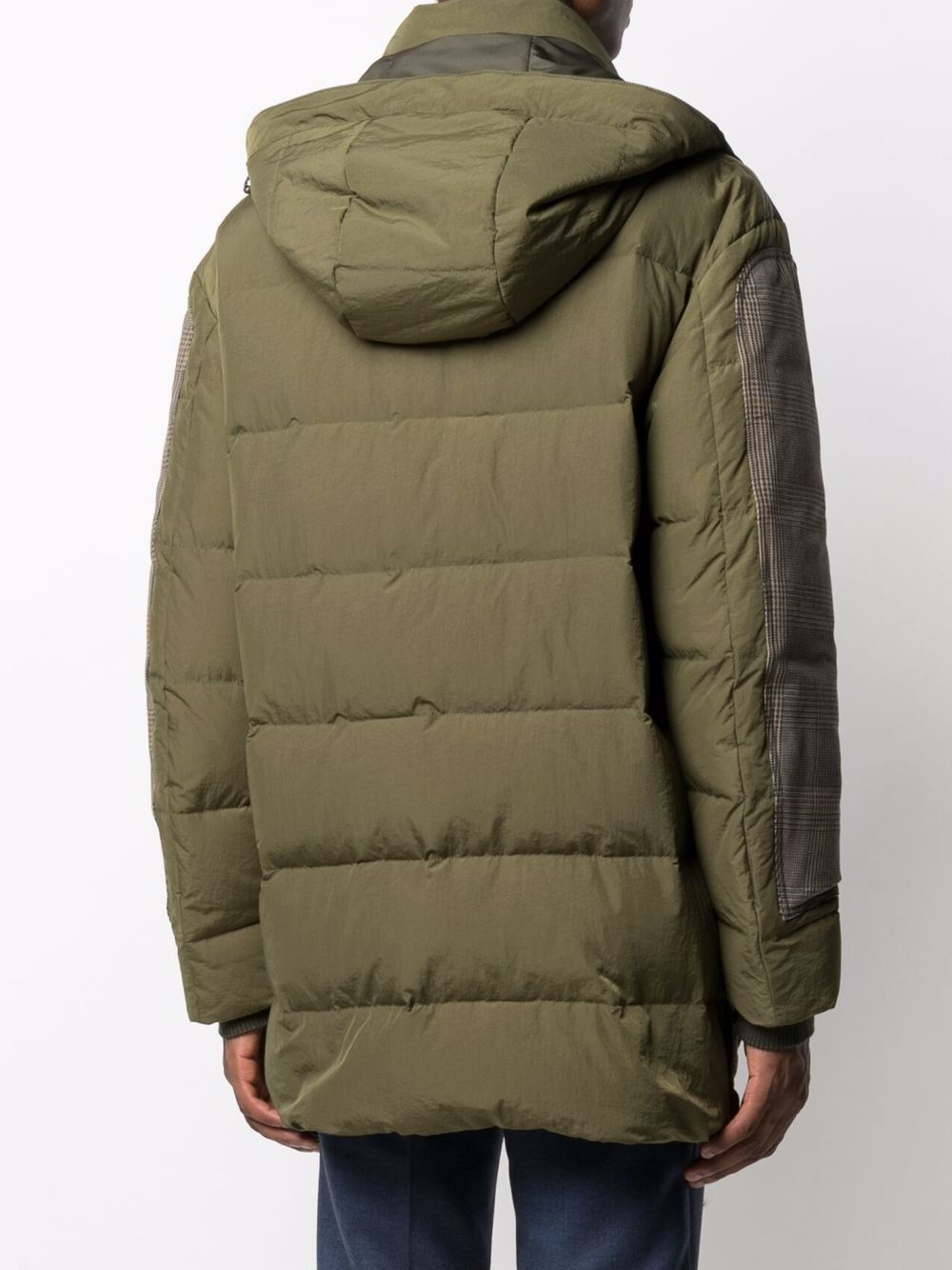 herringbone-sleeved padded down jacket - 4