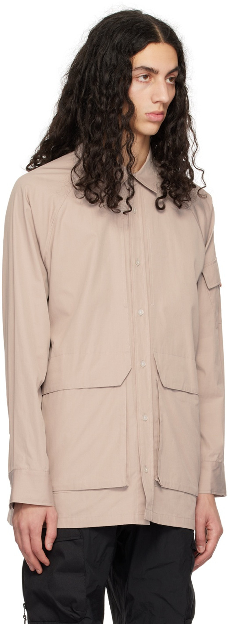 meanswhile Tan Trinity Cloth Overlap Shirt outlook