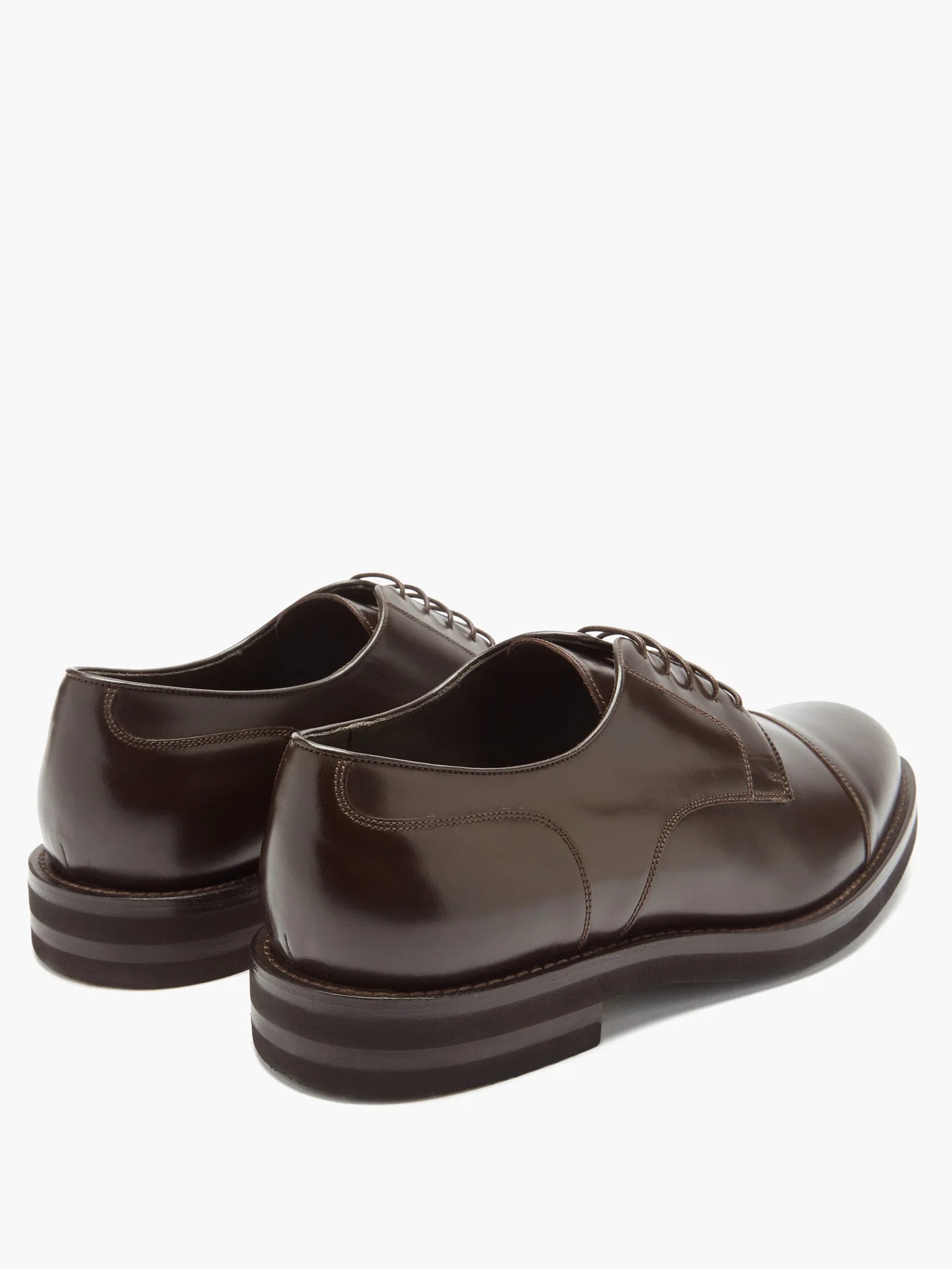 Toe-cap leather derby shoes - 4