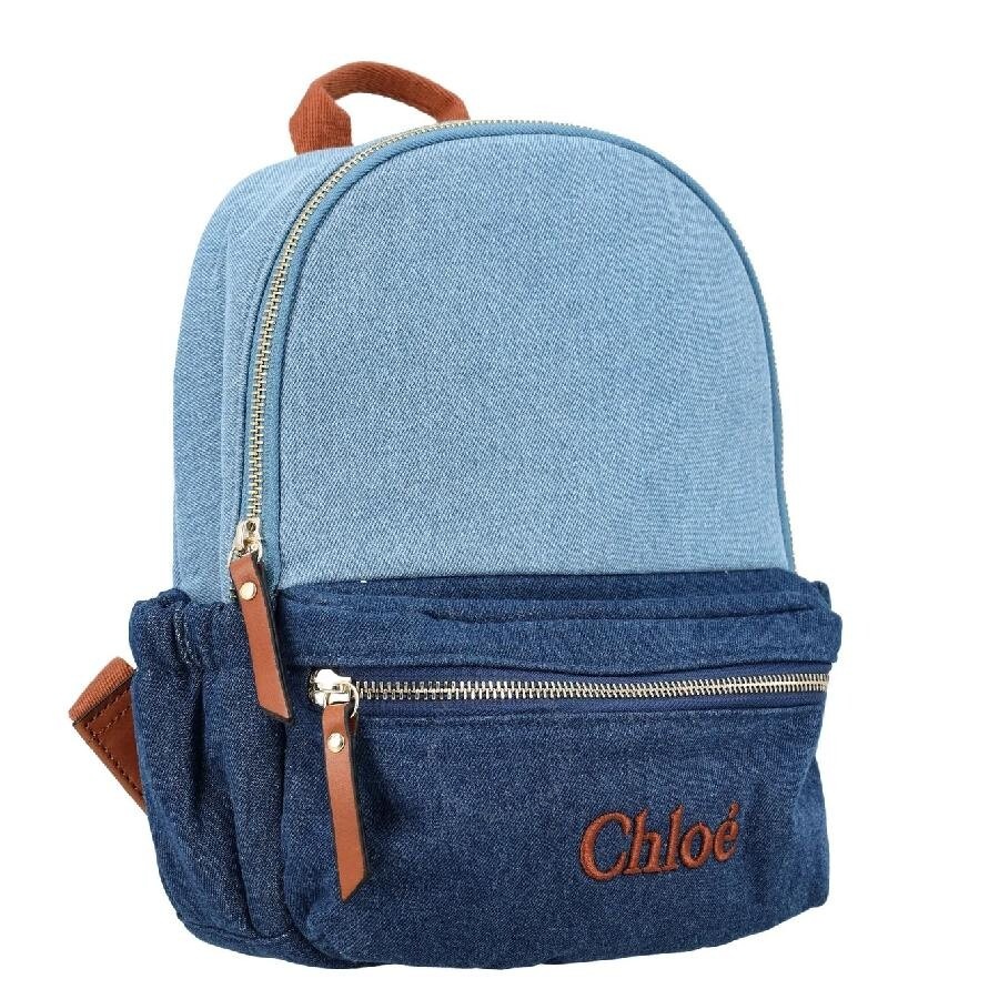 Chloe Two Tone Logo Embroidered Cotton Backpack - 3