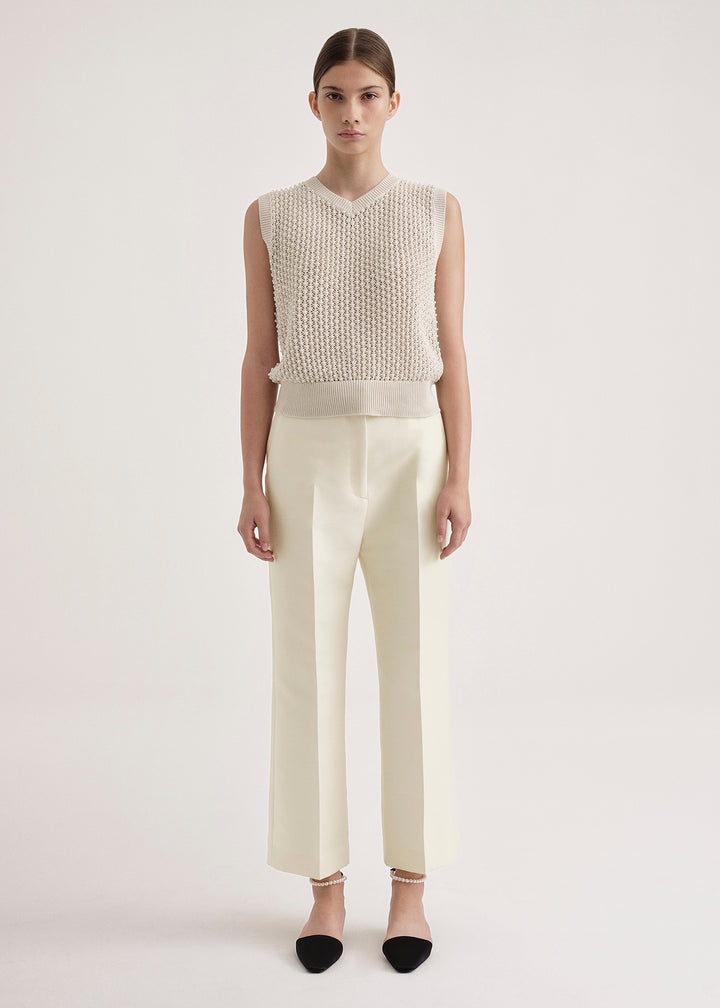 Cropped wool suit trousers macadamia - 2