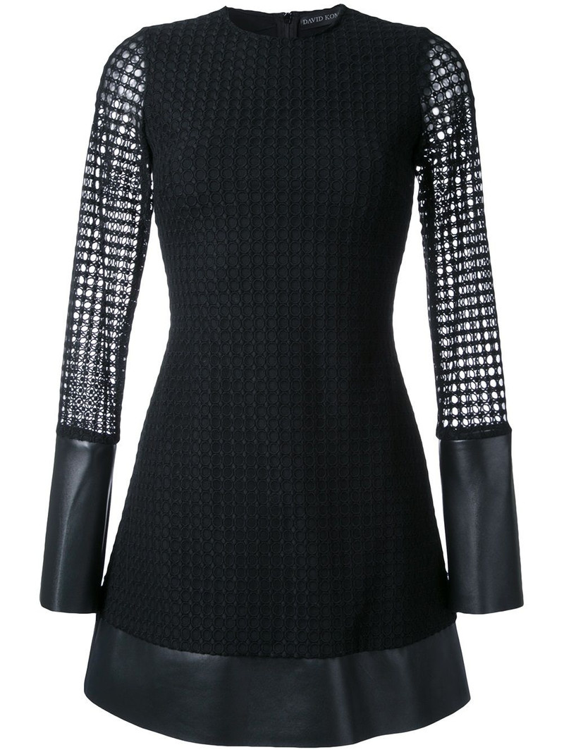 mesh sleeve flared mini dress 1