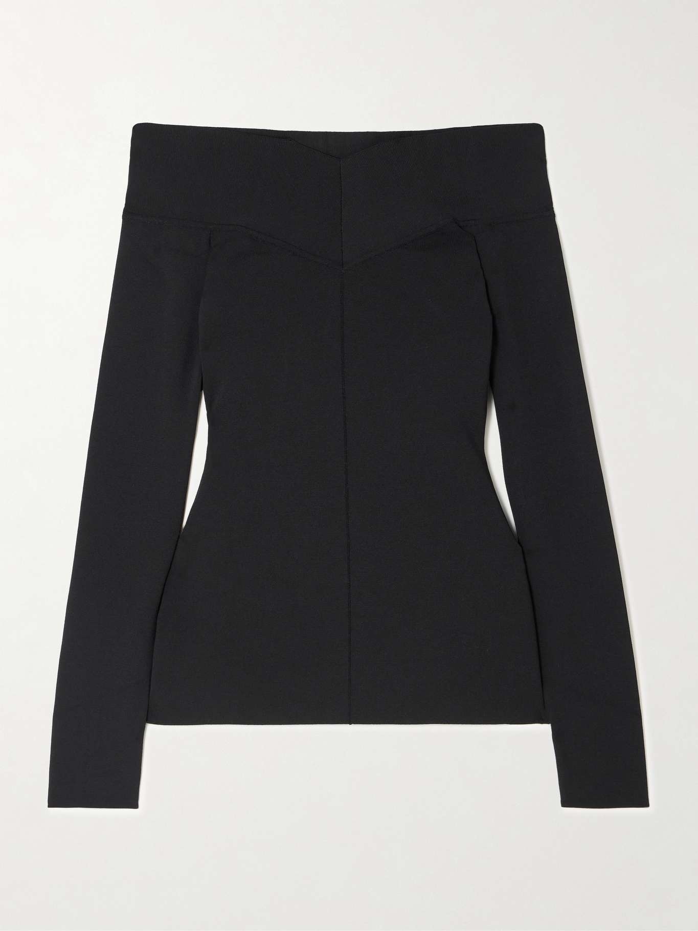Off-the-shoulder paneled jersey top Black - 1