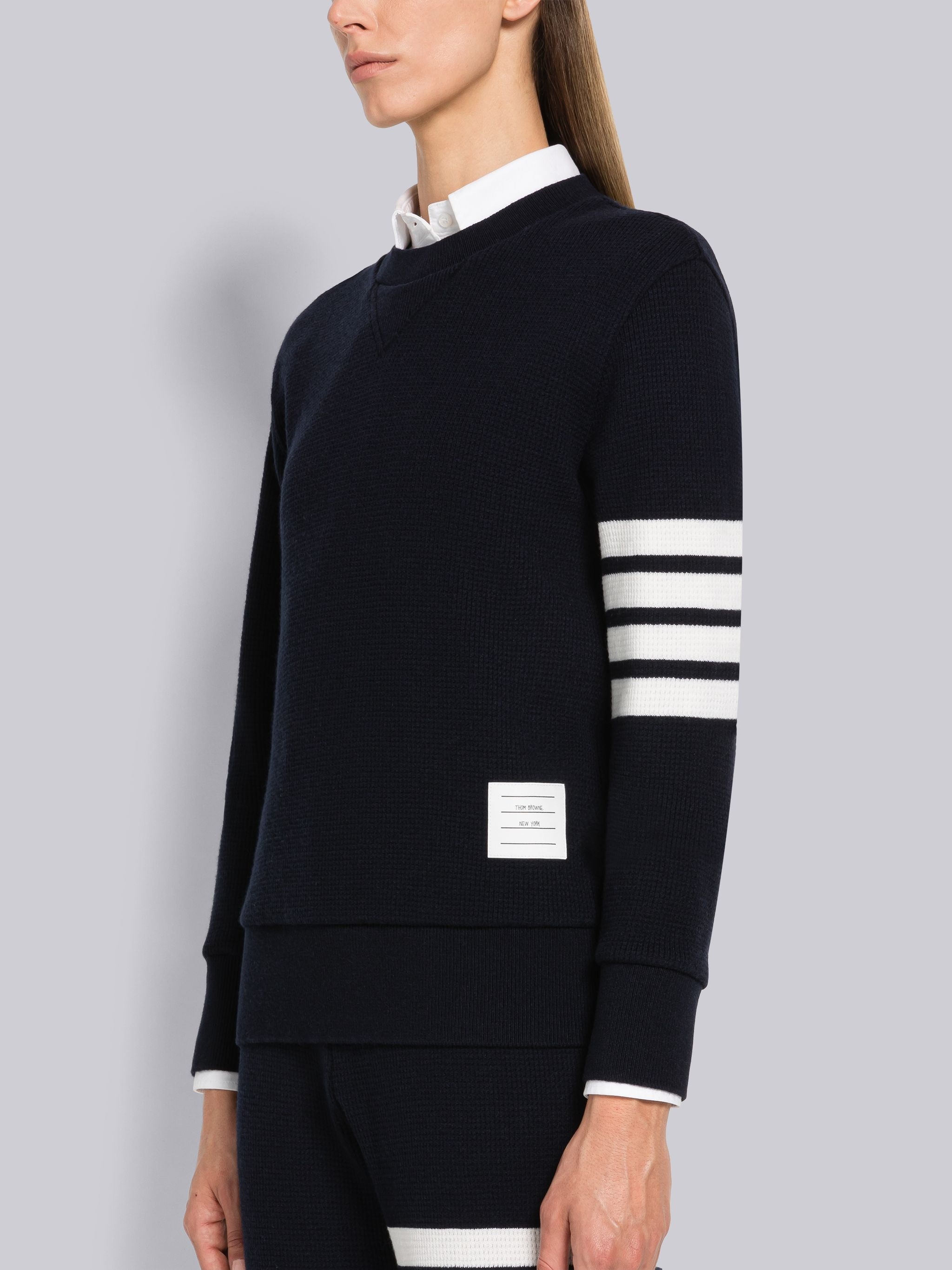 Cashmere Wool Waffle 4-Bar Pullover Sweatshirt - 2