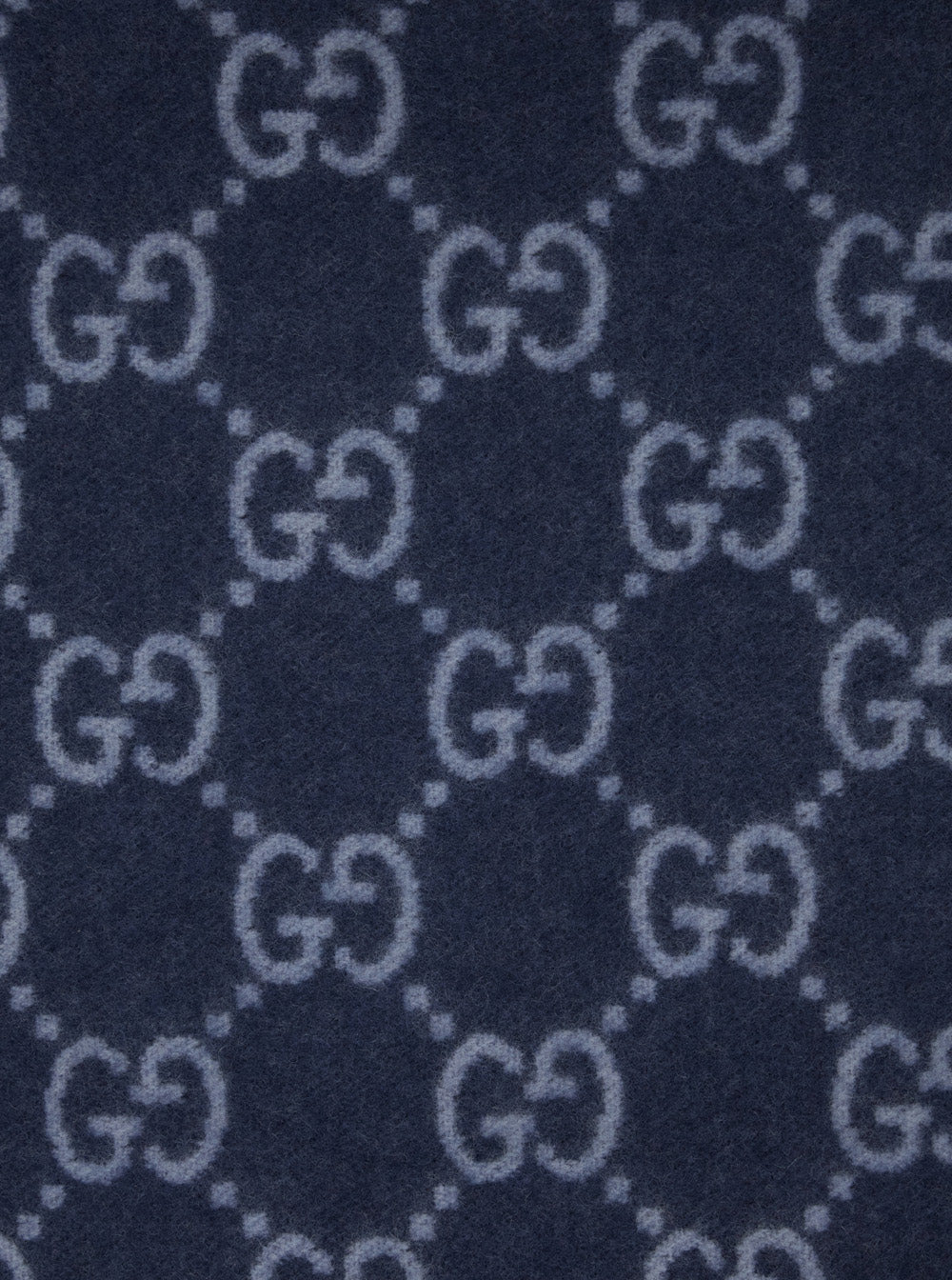 Gucci Men Blue Scarf With All-Over Gg Motif And Fringed Hem In Cashmere Man - 3