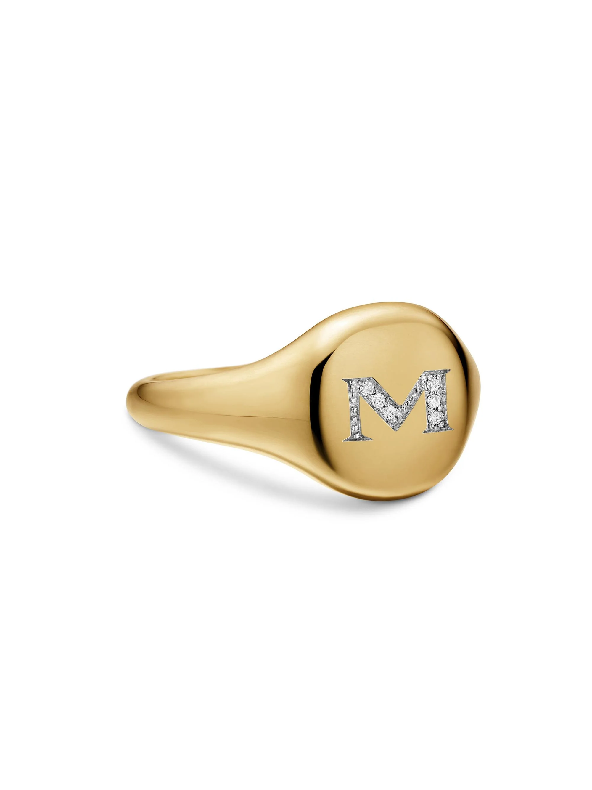 Women's DY Initial Pinky Ring in 18K Yellow Gold - M Letter - 1