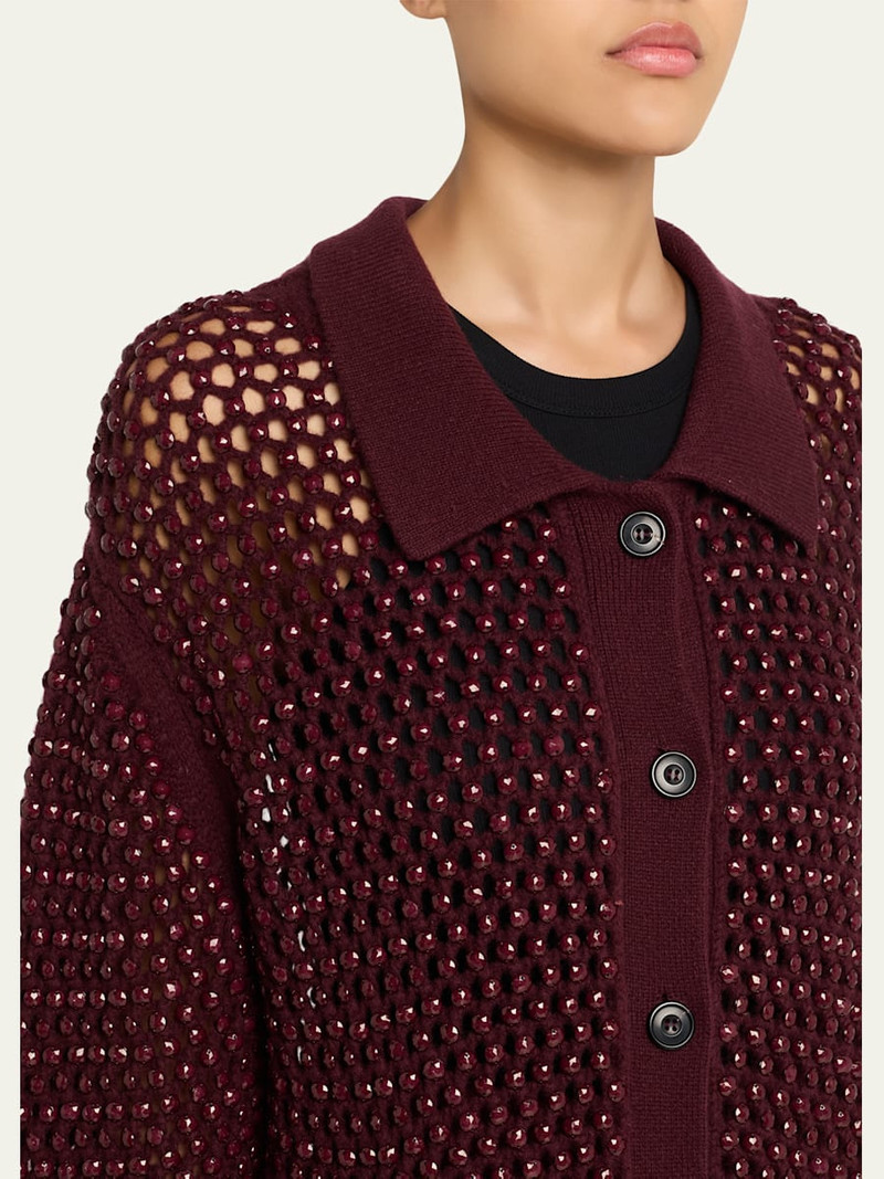 Embellished Open Knit Cardigan Coat 5
